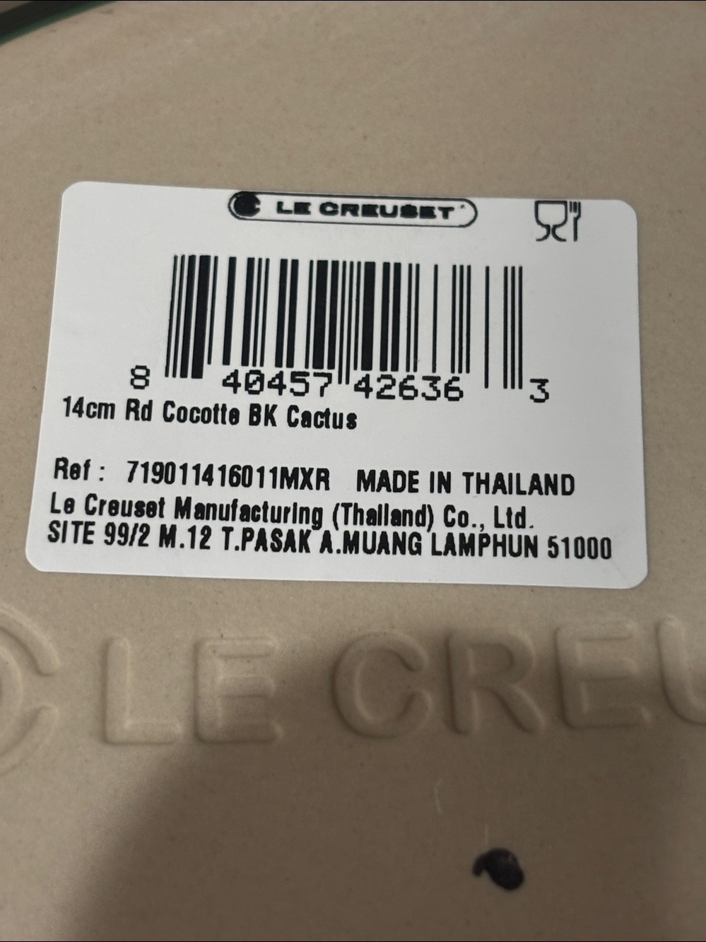 🧑‍🍳sale🧑‍🍳NWT Le Creuset 14cm cactus Green Round Dutch Oven w/Black Knob - Picture 5 of 5